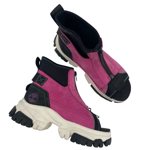 TIMBERLAND Adley Way Boot Sandals Size 5.5 Peep Toe Very Berry Hiking Outdoor - Picture 1 of 11